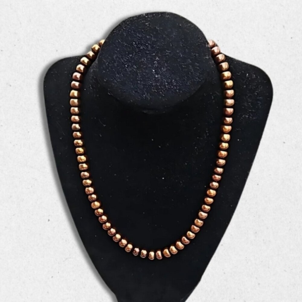 Genuine Pearl Necklace Radiant Luster Fish Hook Clasp Chocolate Brown Women's OS